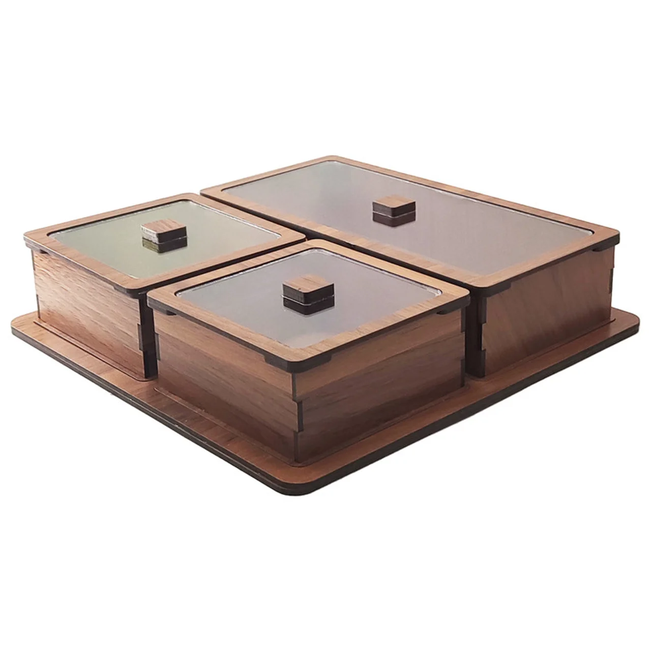 جعبه پذیرایی LZ-5 با درپوش شفاف، 4 عددی روی سینی چوبی 102699078