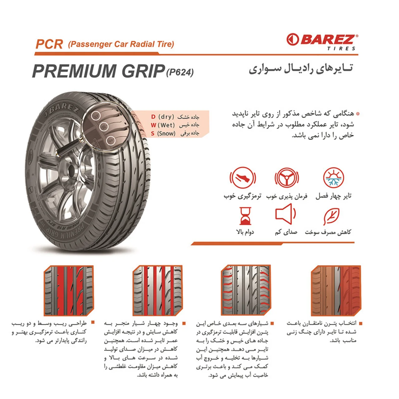 لاستیک خودرو سواری رادیال بارز مدل PRO RIDE P610 سایز 205 میلی‌متر فاق 60 درصد رینگ 14 این 103010442