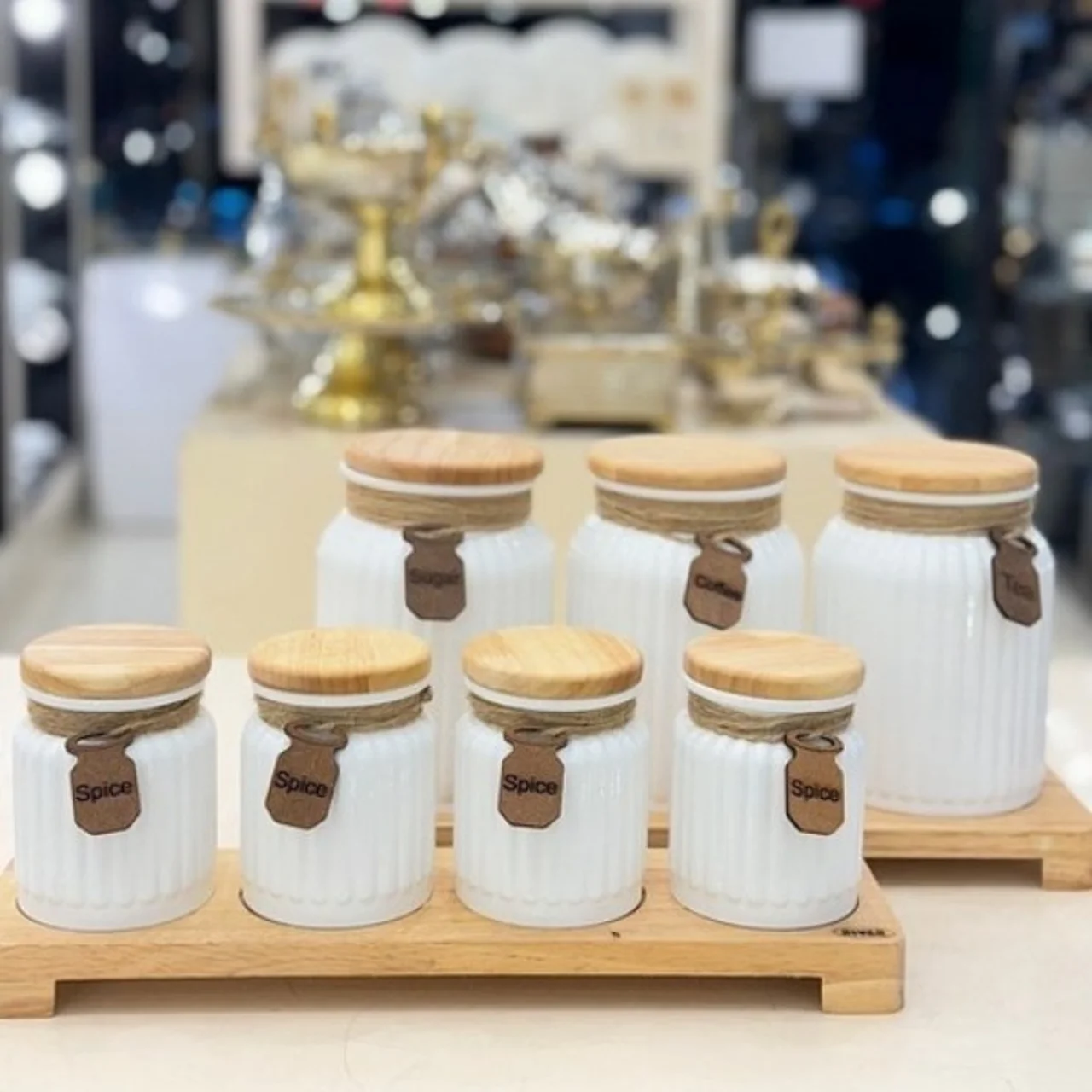 جای ادویه 7 پارچه مدل خطی به همراه استند چوبی 102845775
