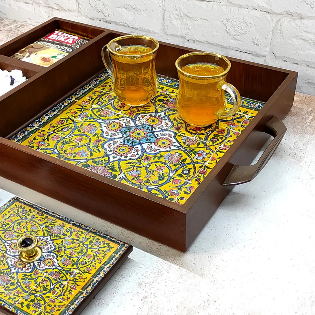 سینی چوبی رزینی مدل نوش نگار کد34 102759401