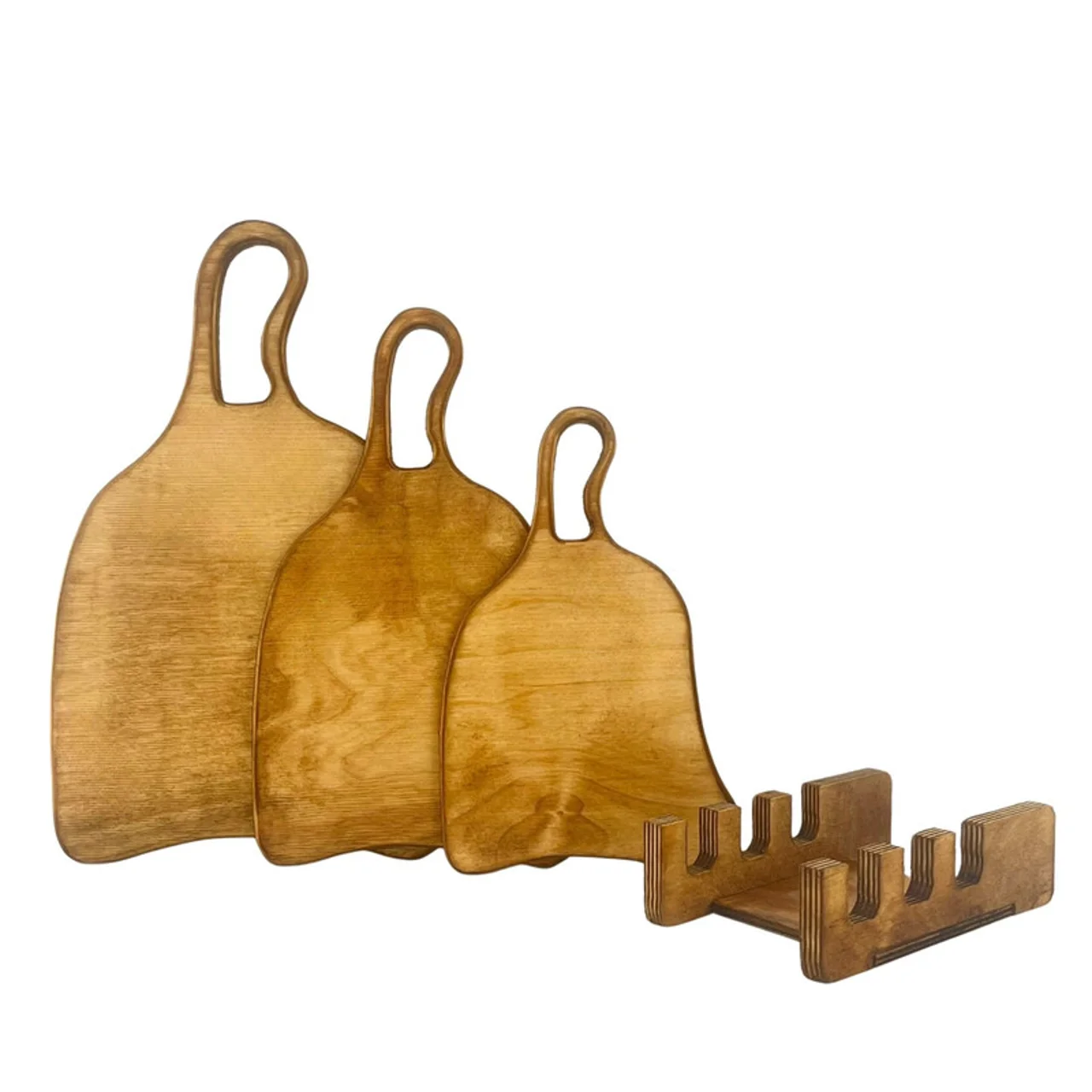 مجموعه 3 عددی تخته سرو چوبی کد TS22 با طراحی دفرمه، پایه چوبی مقاوم، ابعاد 38x20 سانتی‌متر 102699449