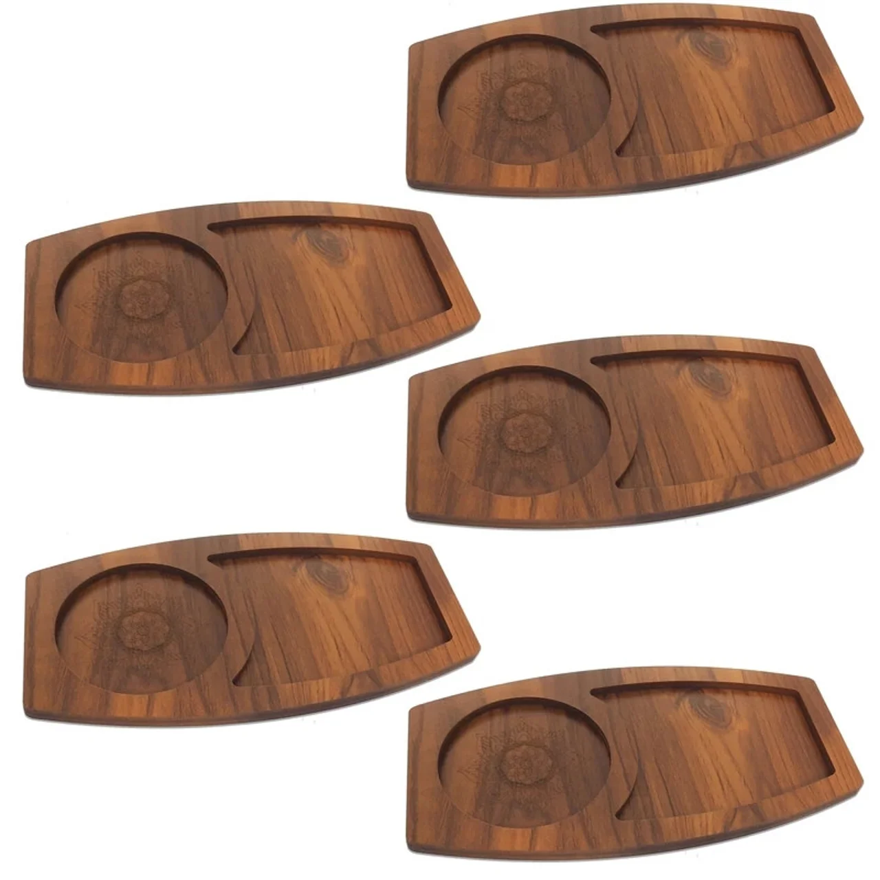 تخته سرو چوبی مدل رز کد ZL2، بسته 5 عددی از MDF ضخامت 9 میلی‌متر، مناسب سرو قهوه، چای و شی 102699162