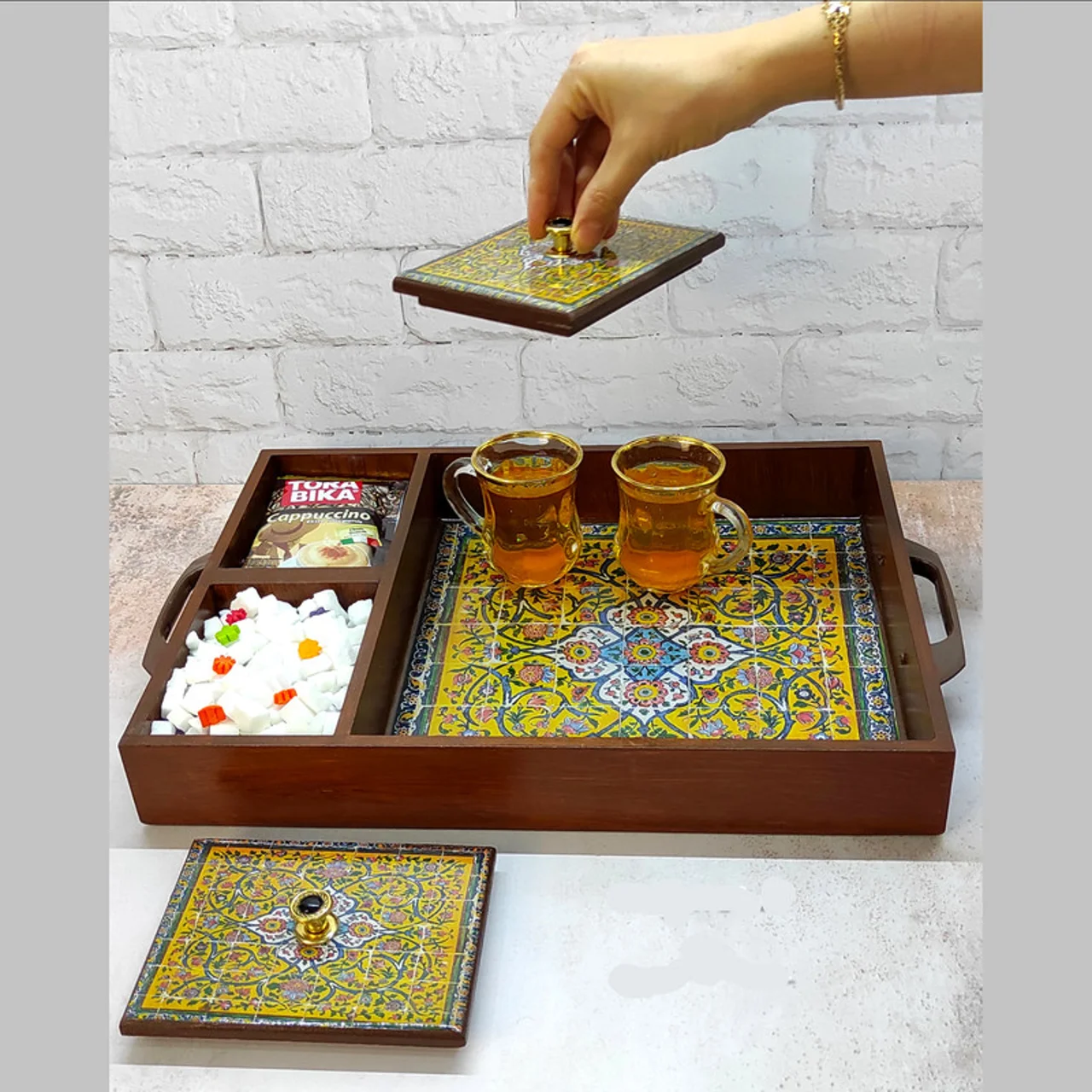 سینی چوبی رزینی مدل نوش نگار کد34 102759404