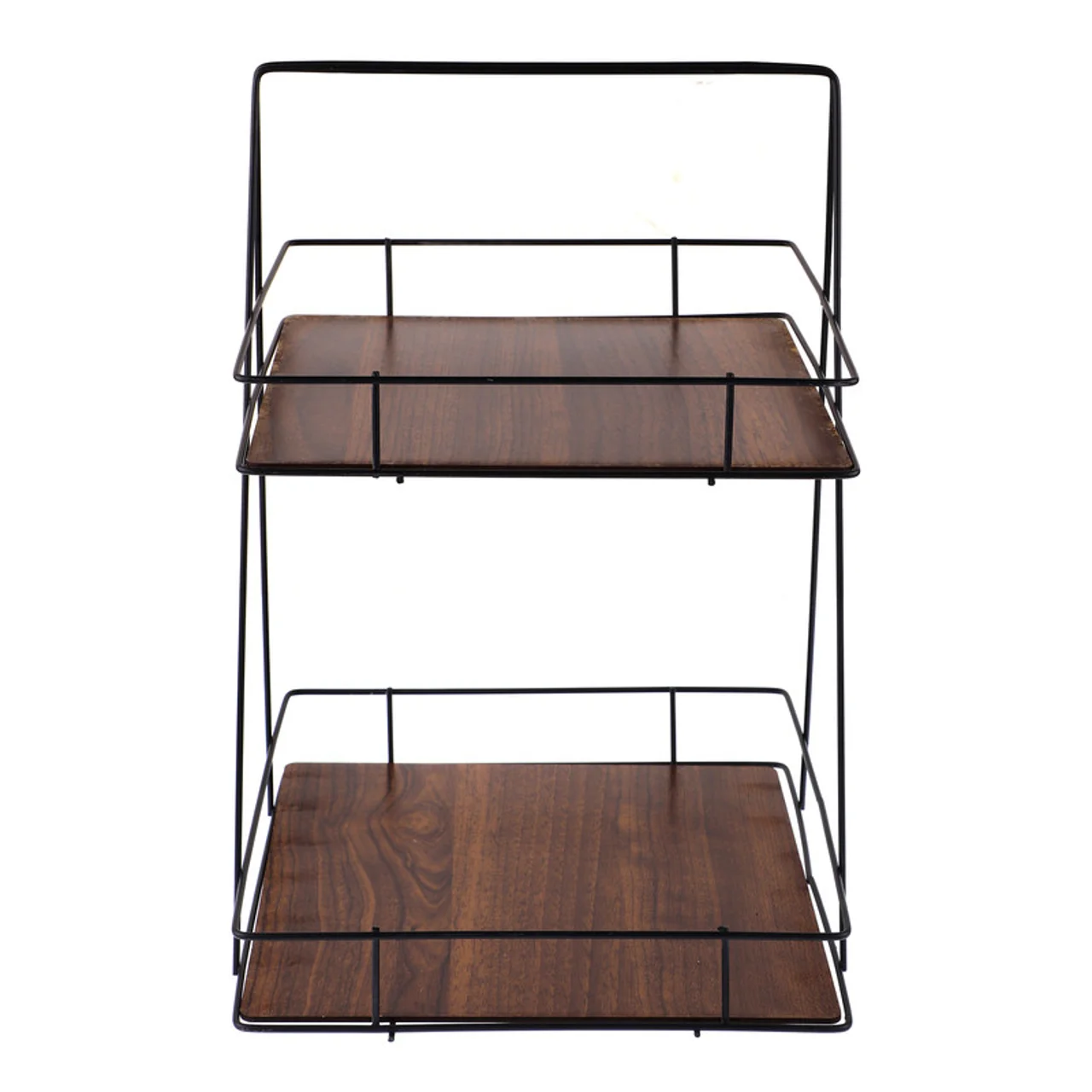 استند پذیرایی دو طبقه MDF و فلز مدل دو طبقه کف چوبی با طراحی مربع و وزن 615 گرم، مناسب سرو 102553644