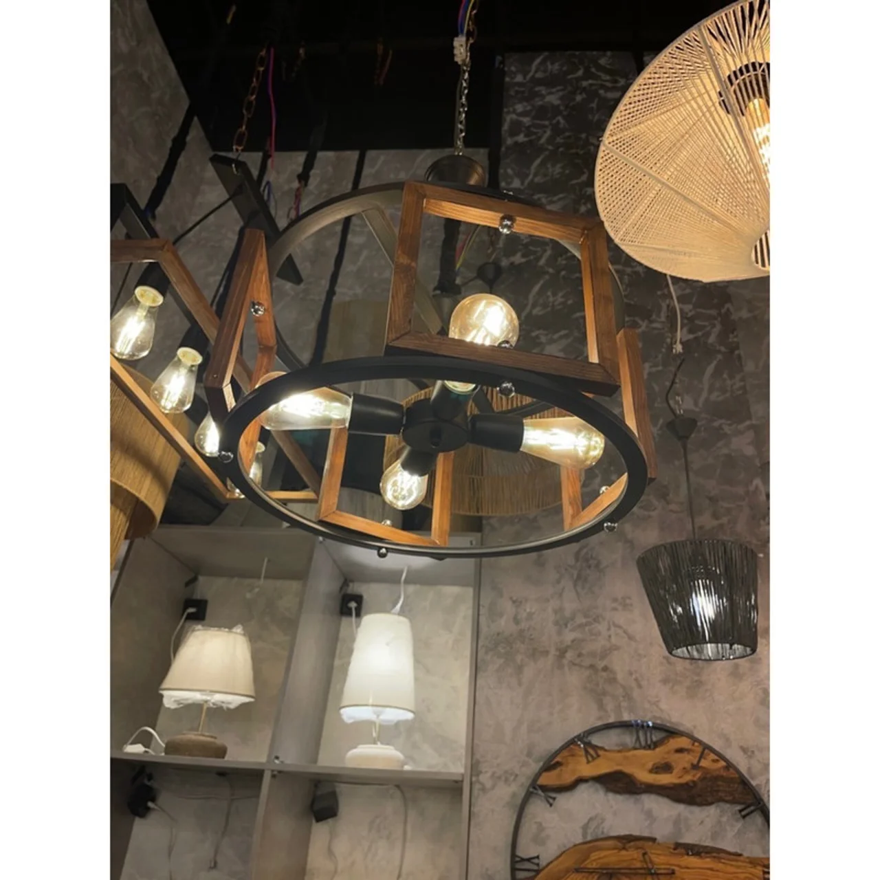 لوستر چهار شعله مدل چوبی 102558043