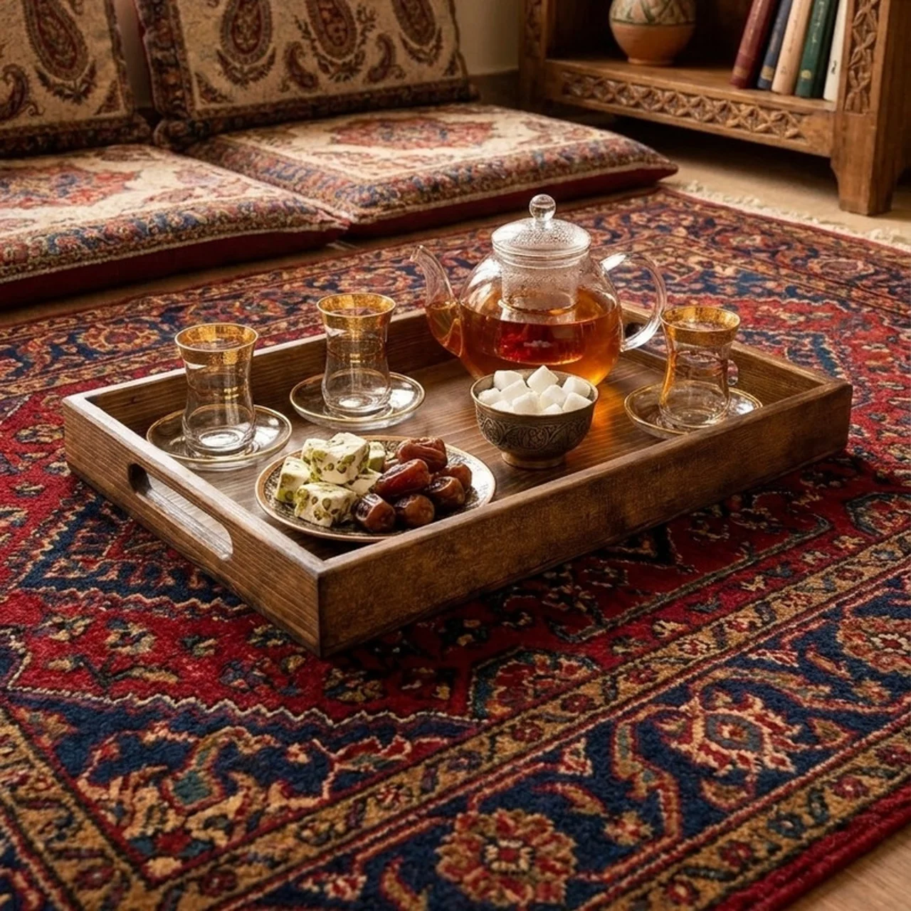 سینی دسته دار مدل چوبی ماهون سایز 35x25سانتی متر 102759335