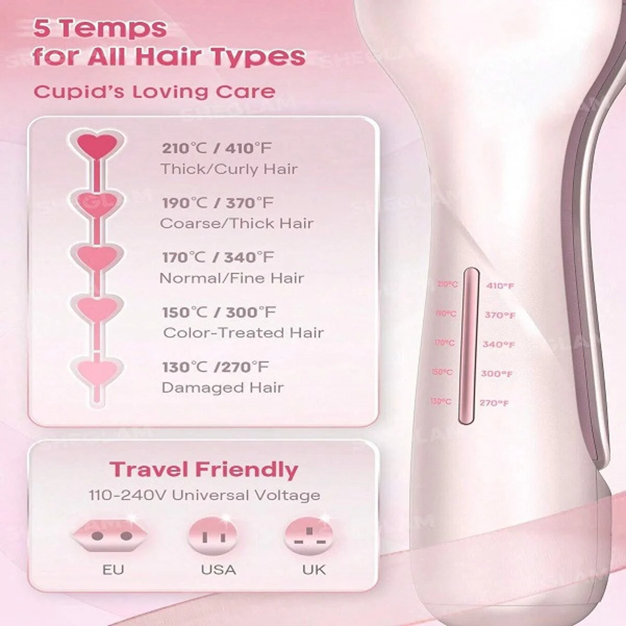 فر کننده مو شیگلم مدل Cupid’s Charm Beach Babe Hair Waver سایز 19 میلی‌متر با تایمر هوشمند 102961156