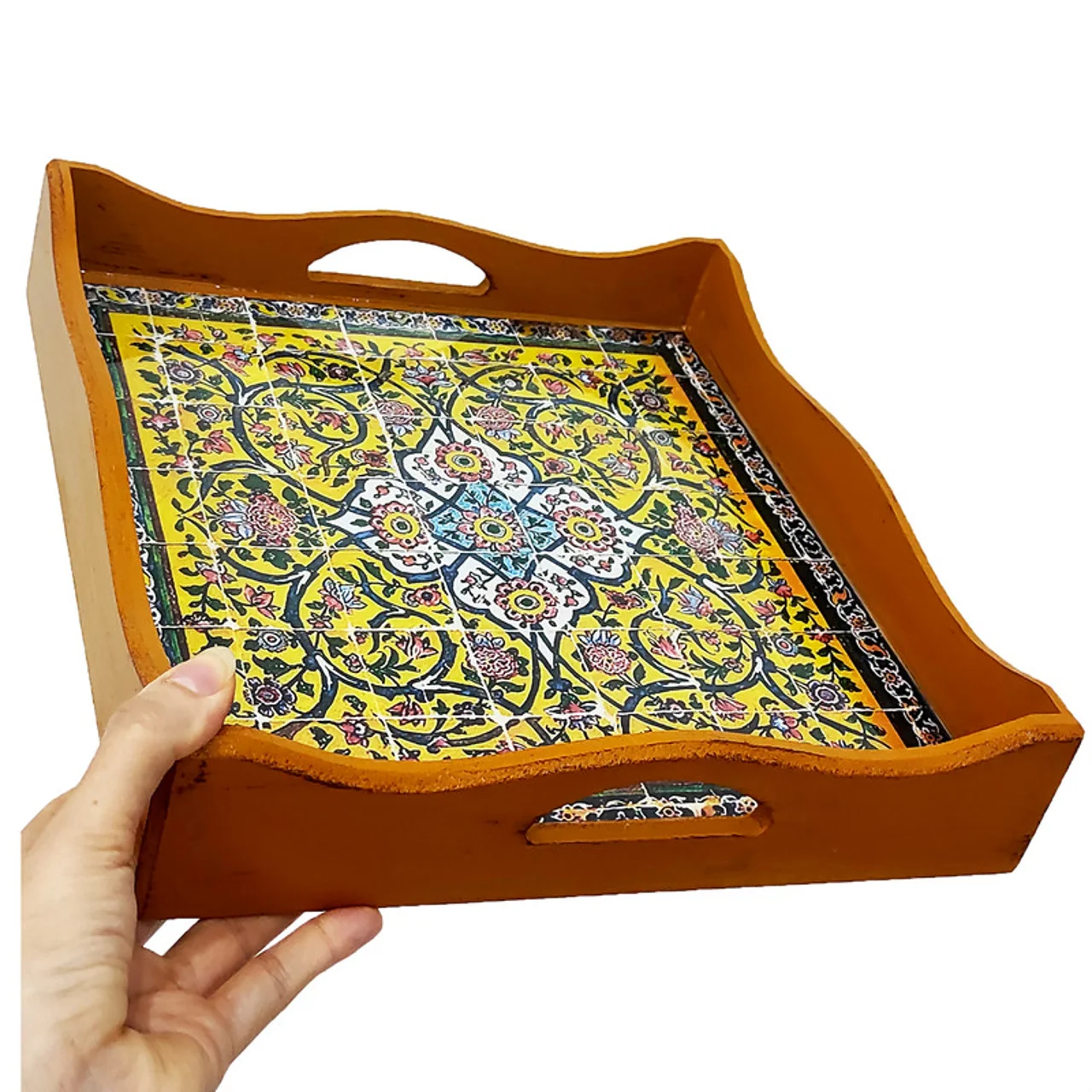 سینی چوبی مدل کاشی رزینی  کد kh30 102759359