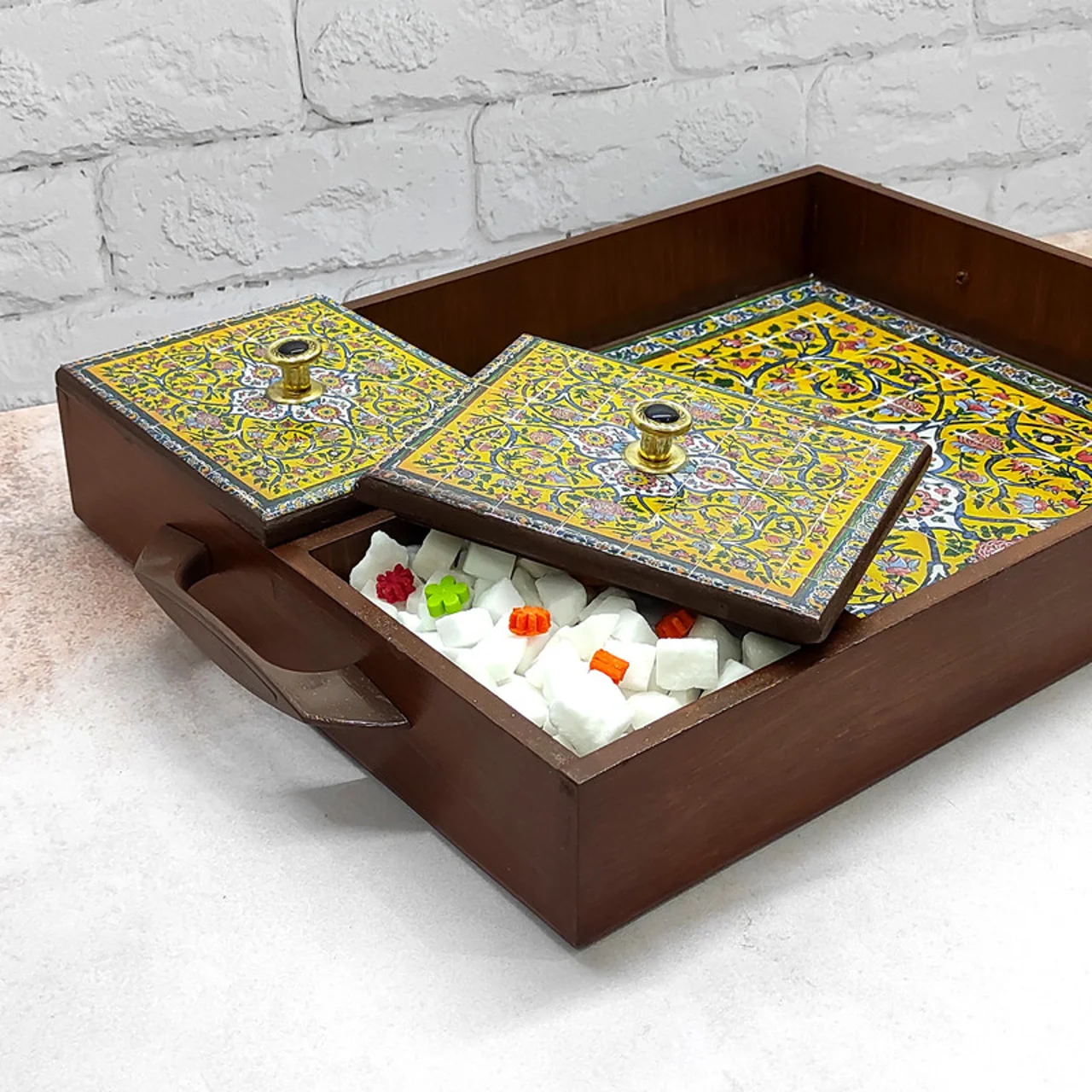 سینی چوبی رزینی مدل نوش نگار کد34 102759395