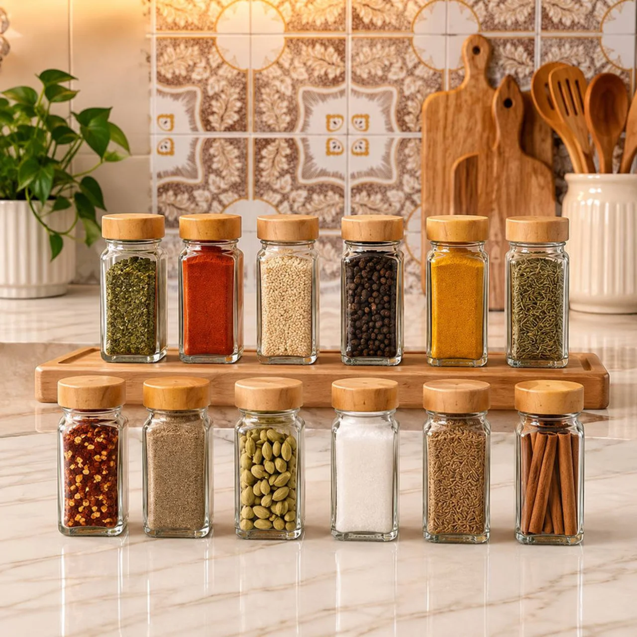 ست جا ادویه مدل درب چوبی مجموعه ۱۲ عددی 102835757