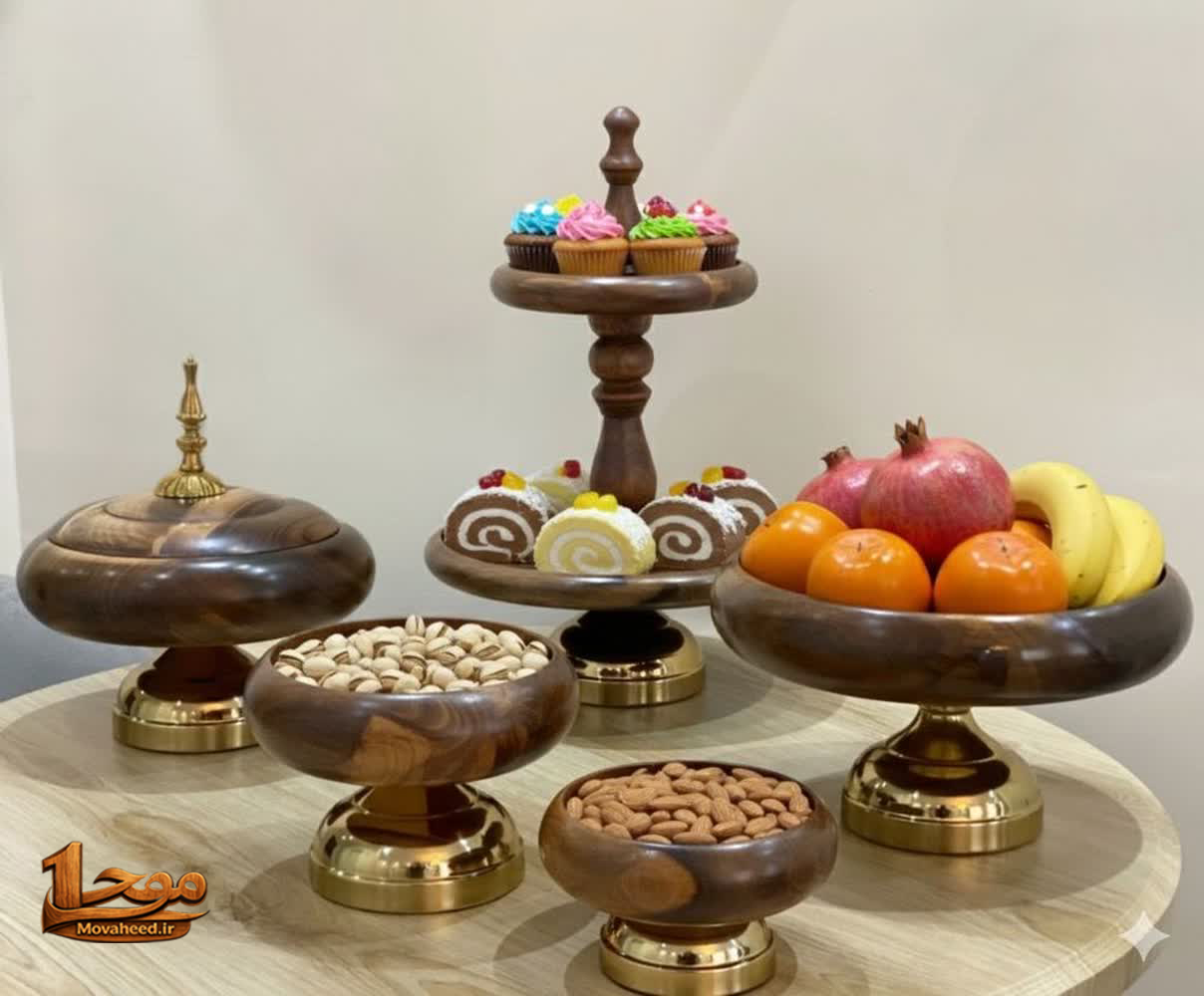 سرویس پذیرایی چوب گردو و برنز