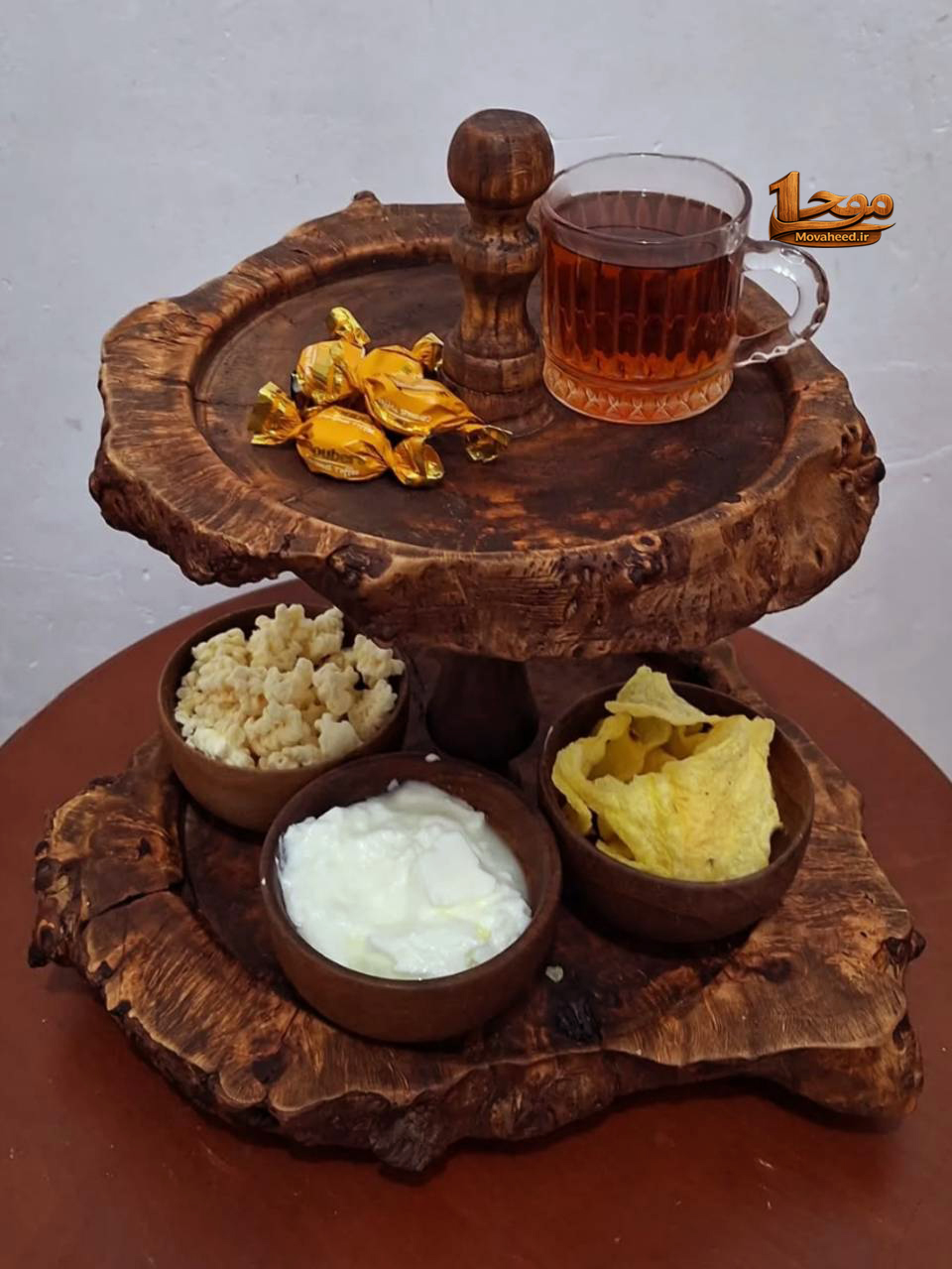 ظرف چوبی دوطبقه روستیک