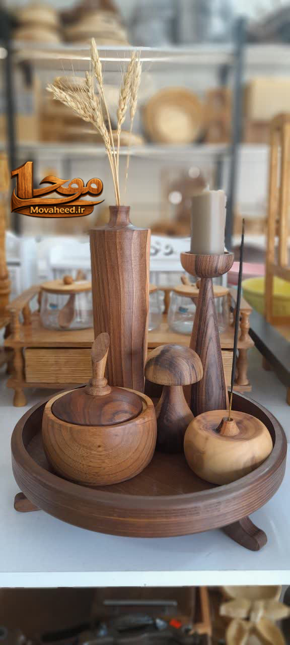 شمعدان و قندان چوبی
