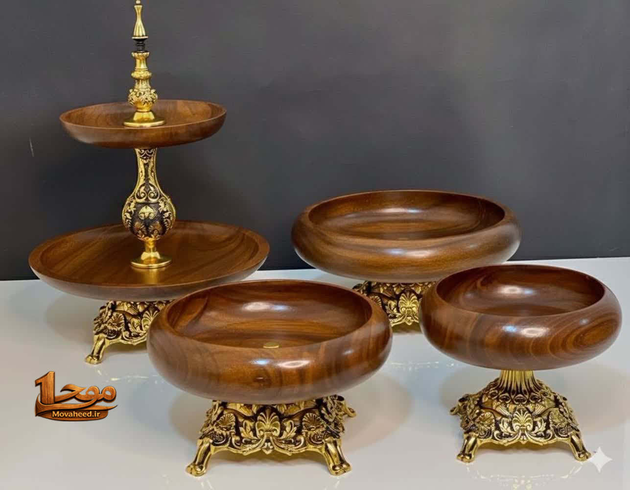 سرویس پذیرایی چوب گردو و برنز